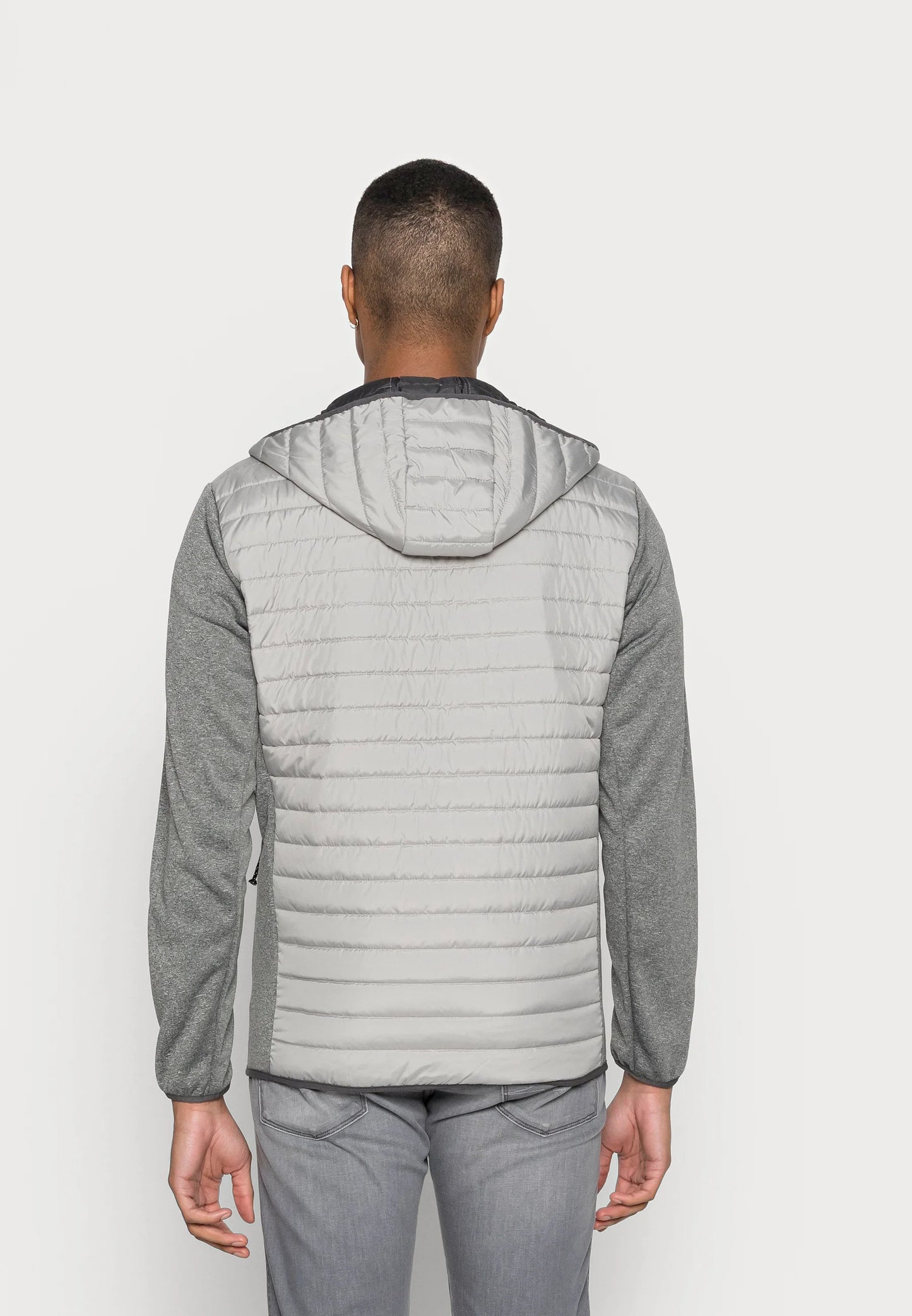 J&J quilted hooded jacket grey