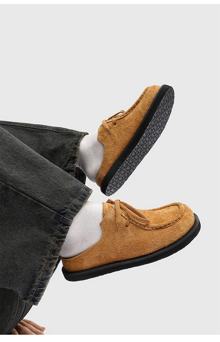 Laced brown suede mule