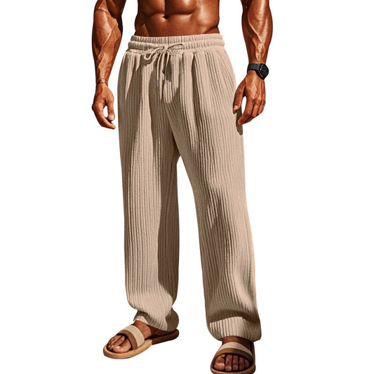 Ribbed free straight cut pants