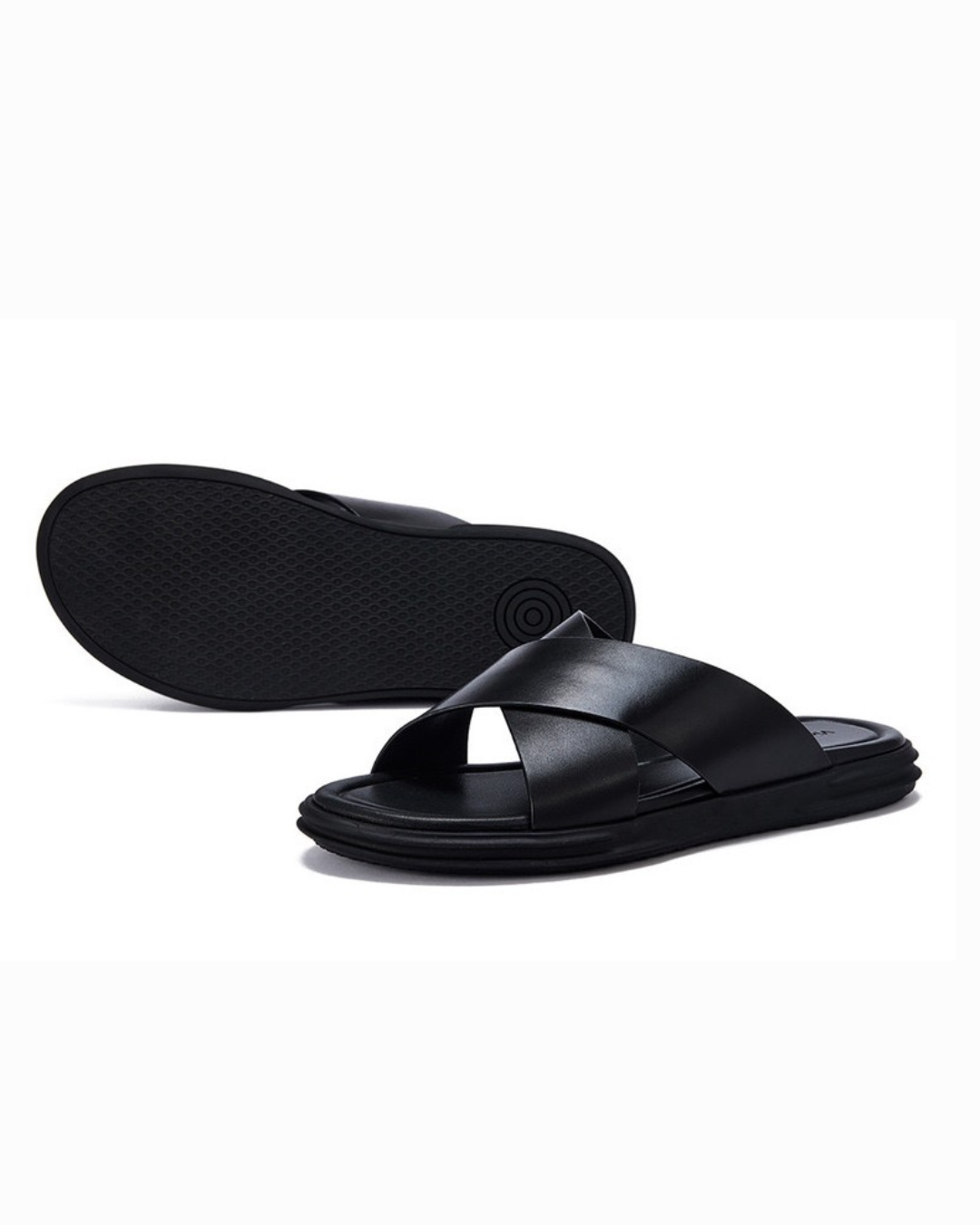 Leather chunky crisscross sandal