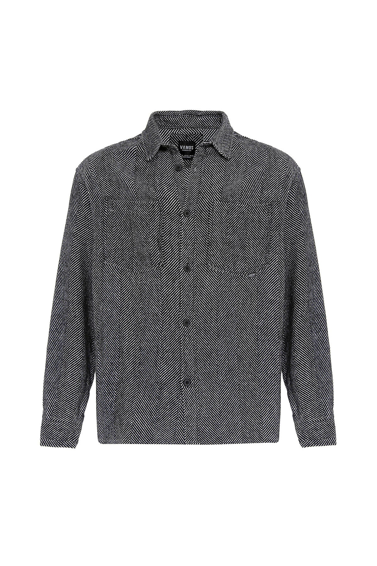 Vamos double pocket overshirt in grey mix