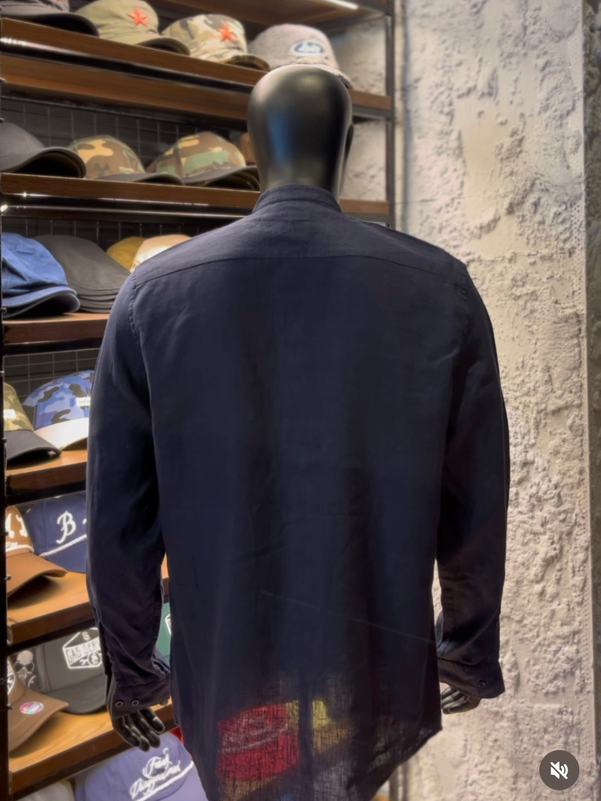 Reo linen band collar shirt
