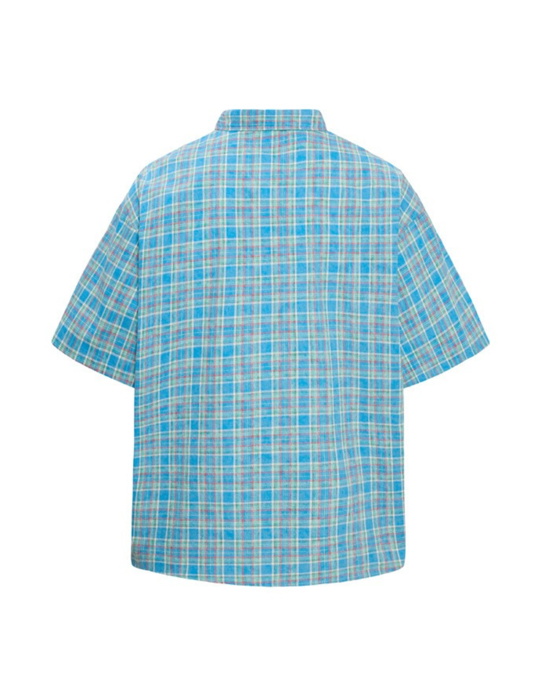 Blue plaid embroidered shirt