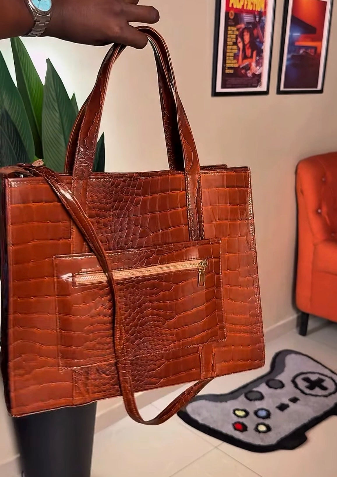 Croc leather bag