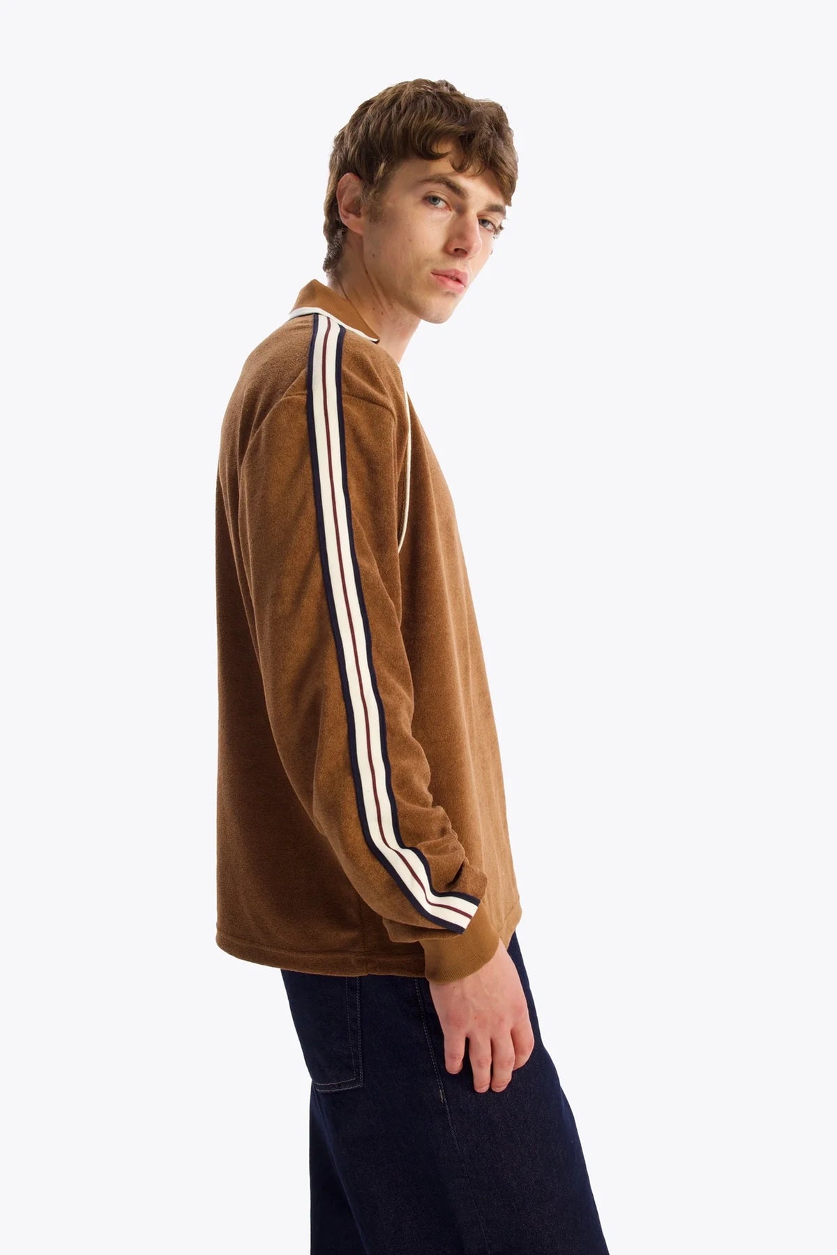 Giesto terry polo shirt in brown