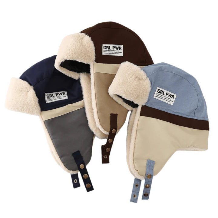 Colorblock trapper hat