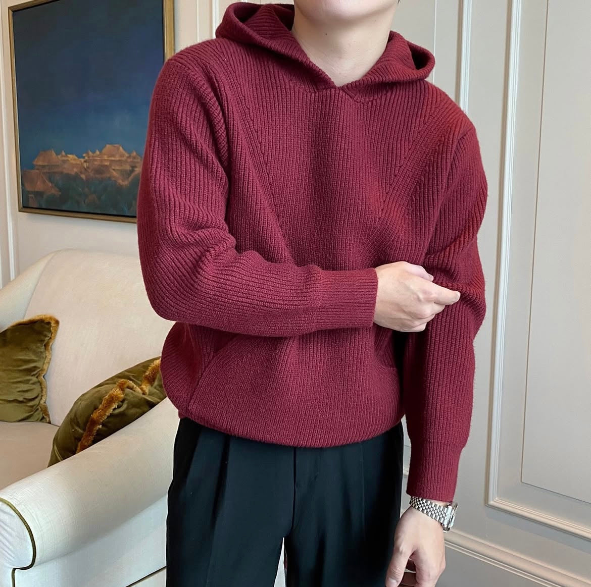 Plain Knitted hoodie