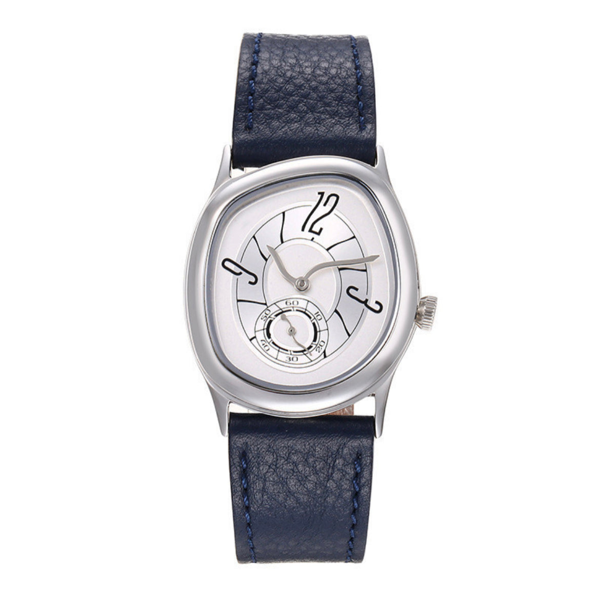 Melted hand blue leather watch