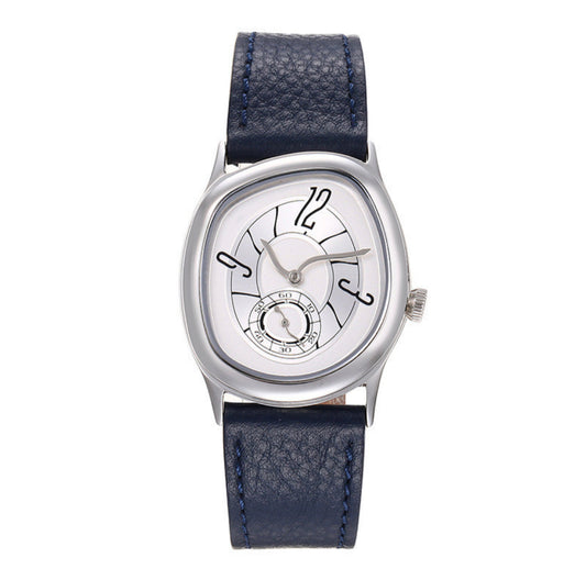 Melted hand blue leather watch