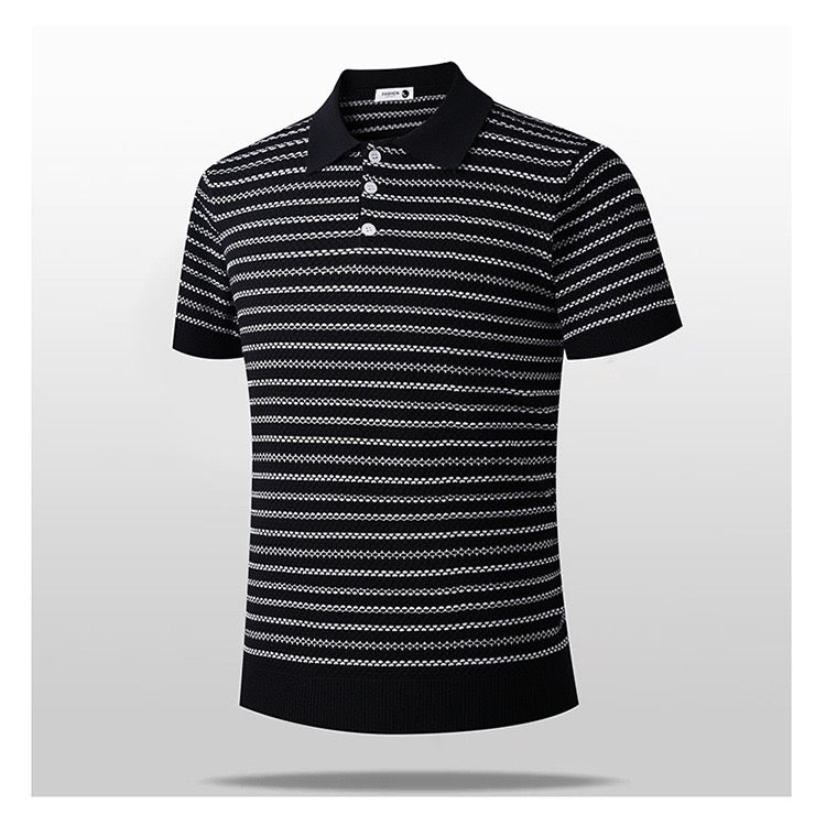 Stripe knitted polo shirt