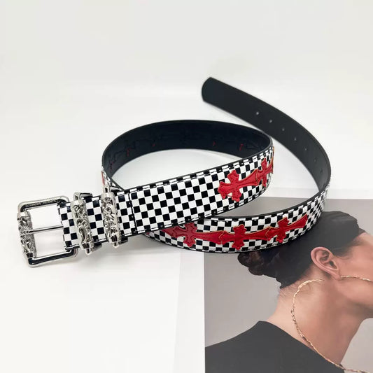 Checked print belt