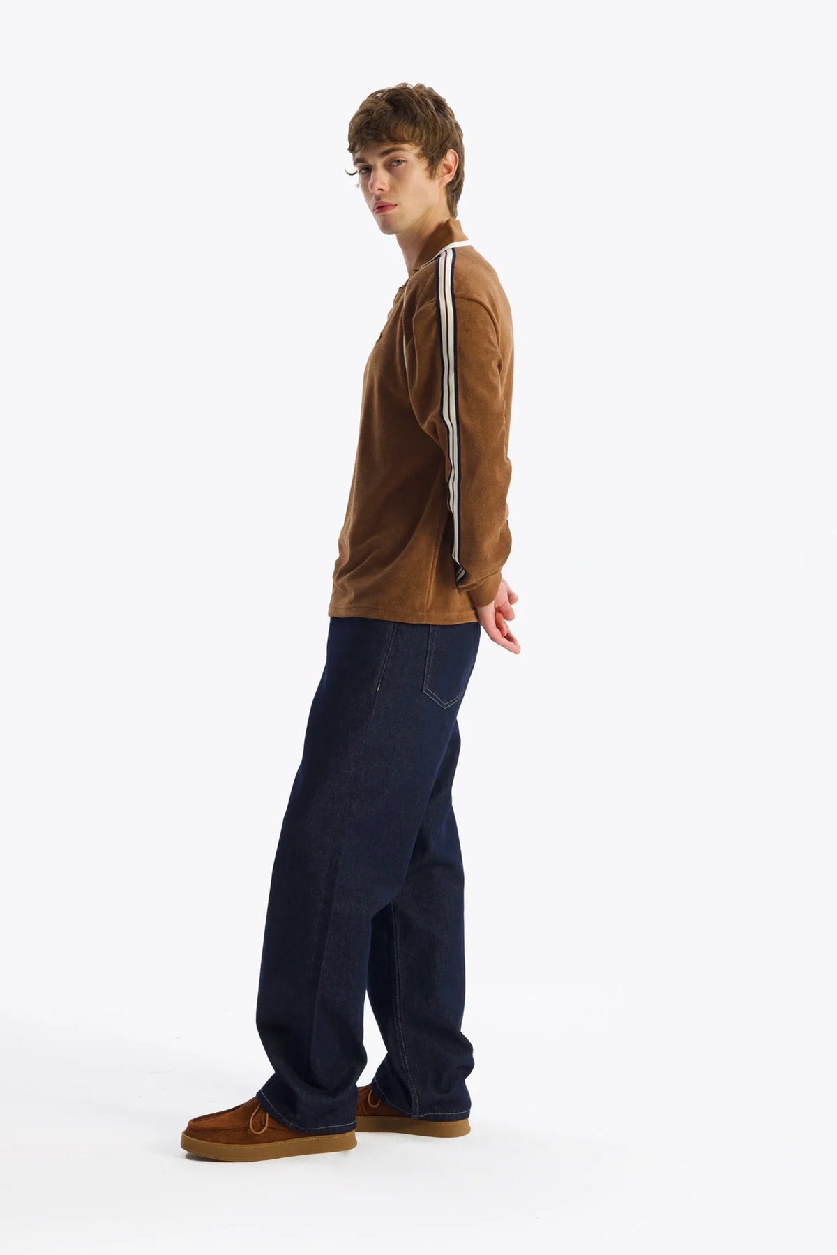 Giesto terry polo shirt in brown