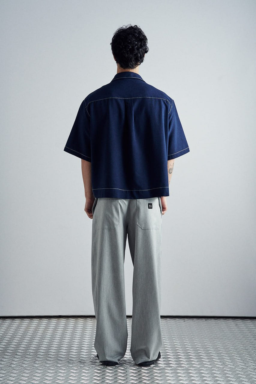 Contrast stitch shirt boxy cotton shirt
