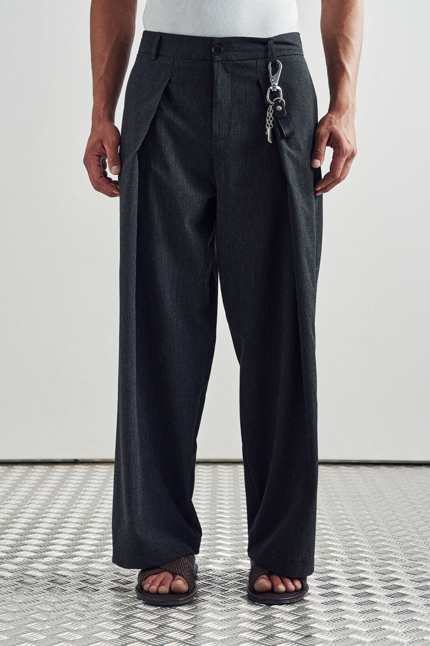 Stripe pleat trouser pants