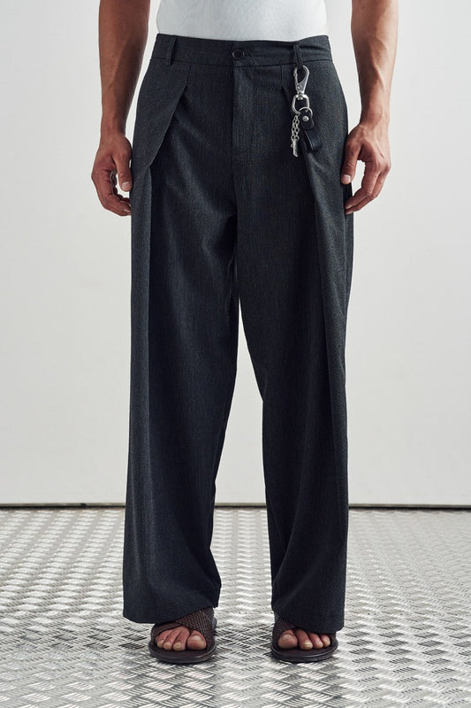 Stripe pleat trouser pants