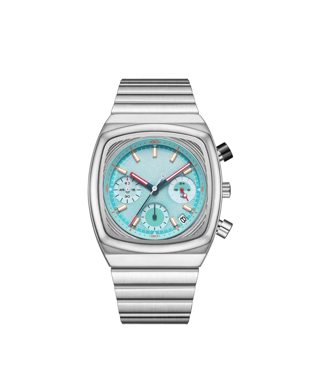 Square chronograph chain watch