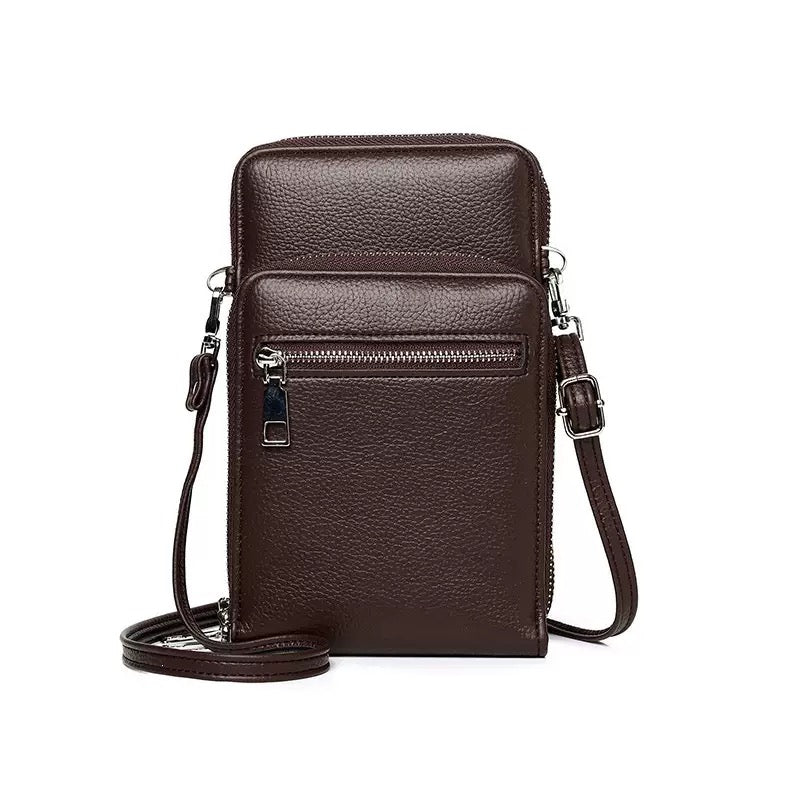 Leather side bag in black