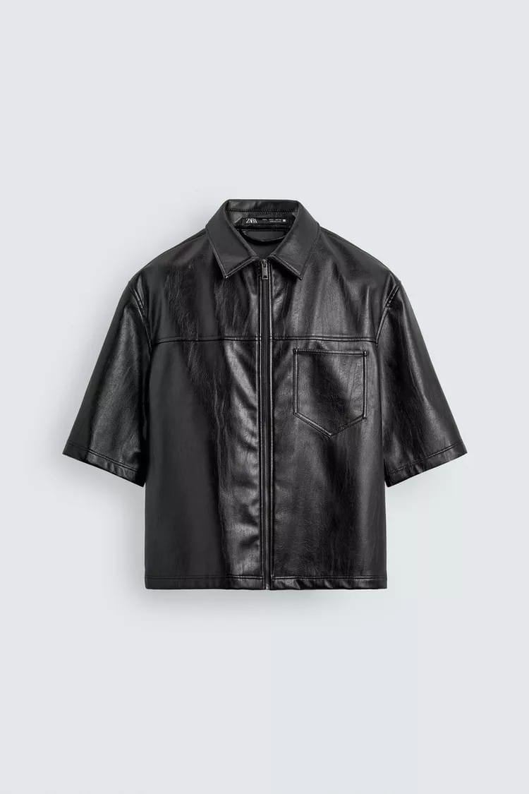 Zara faux leather shirt