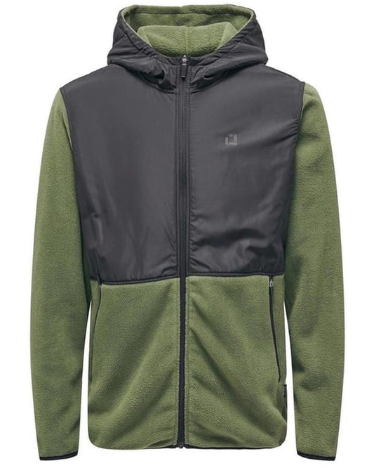 Only&sons fleece jacket in khaki green