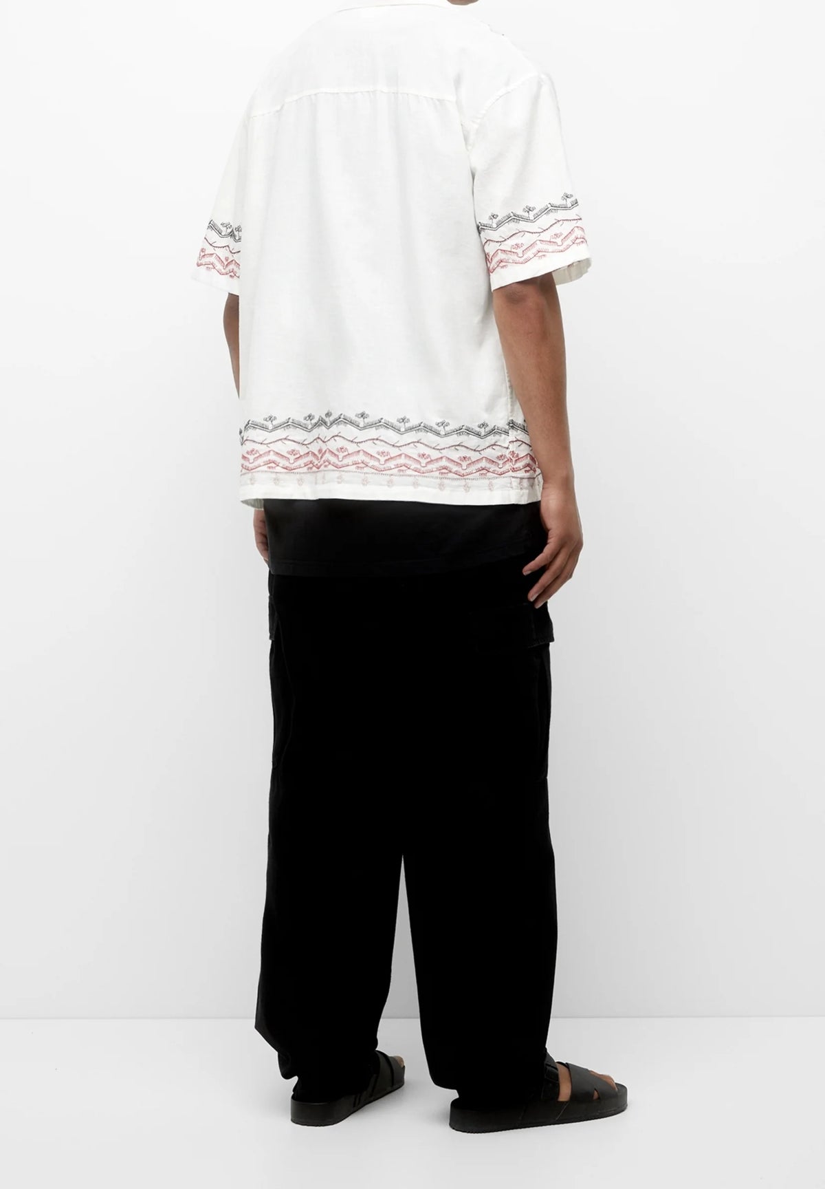 Pull&Bear embroidered linen revere shirt
