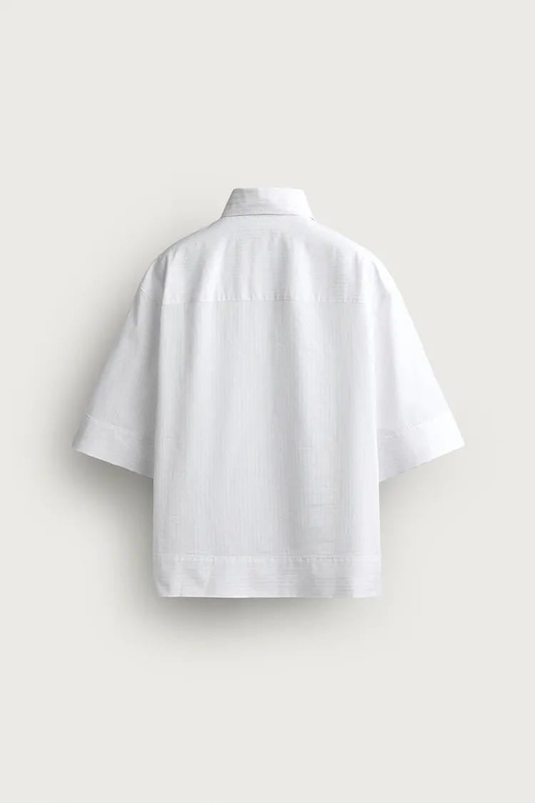 Zara stripe white cotton boxy shirt