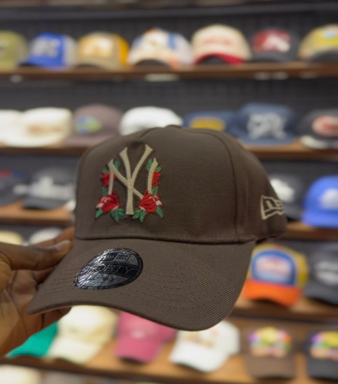 NY rose embroidered hat