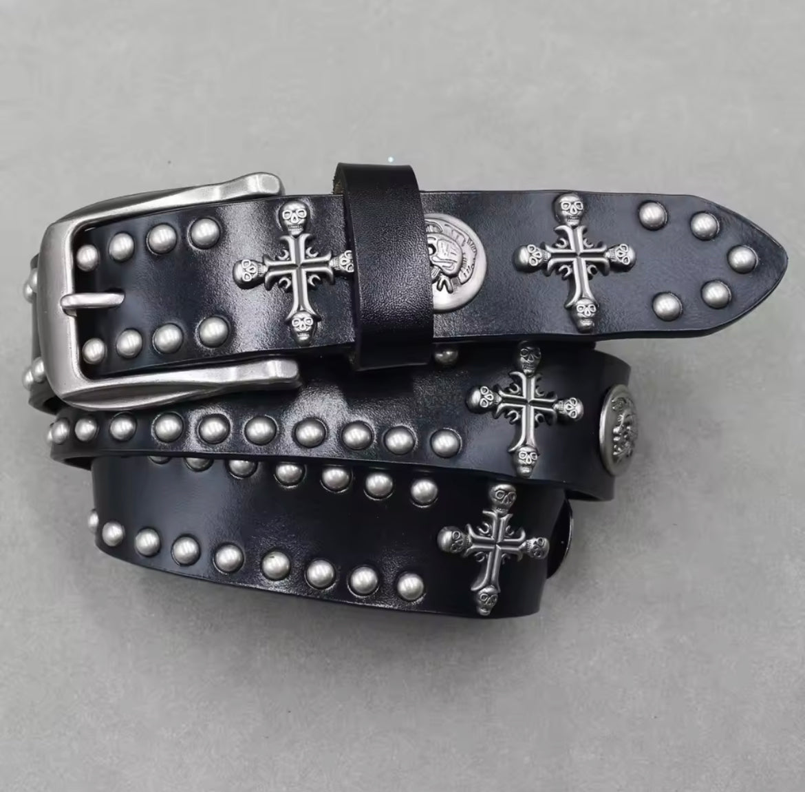 Goth punk leather belt
