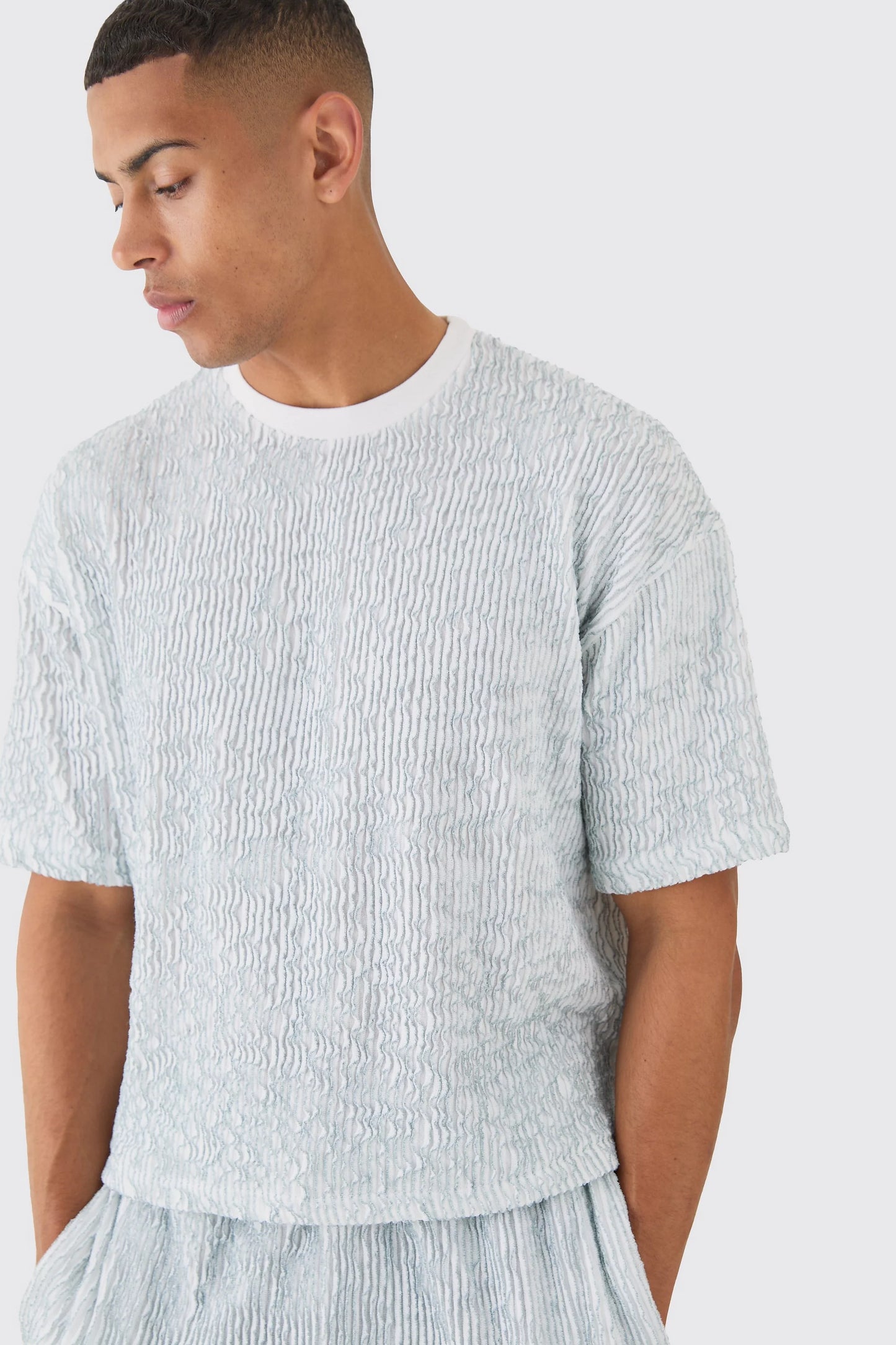 Boohoo boxy ripple pleated t-shirt