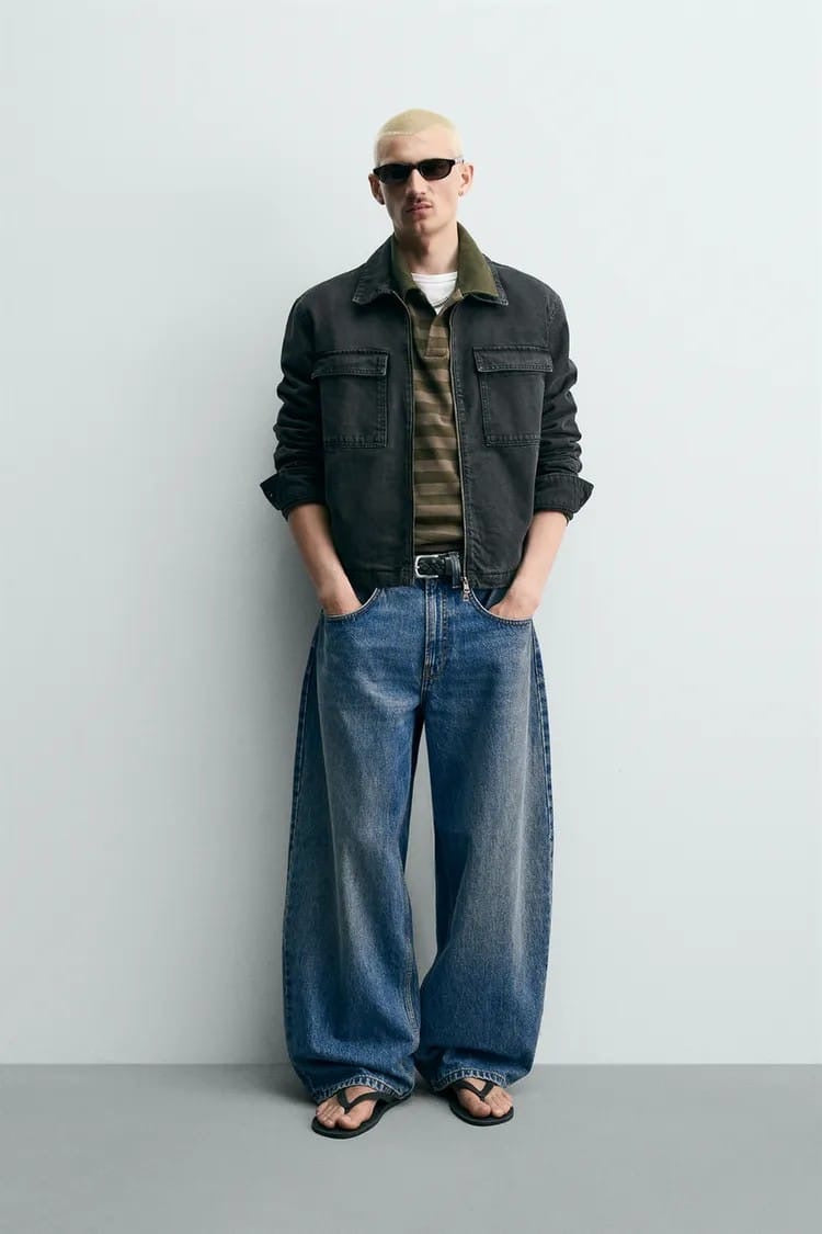 Zara washed denim dnwr work jacket