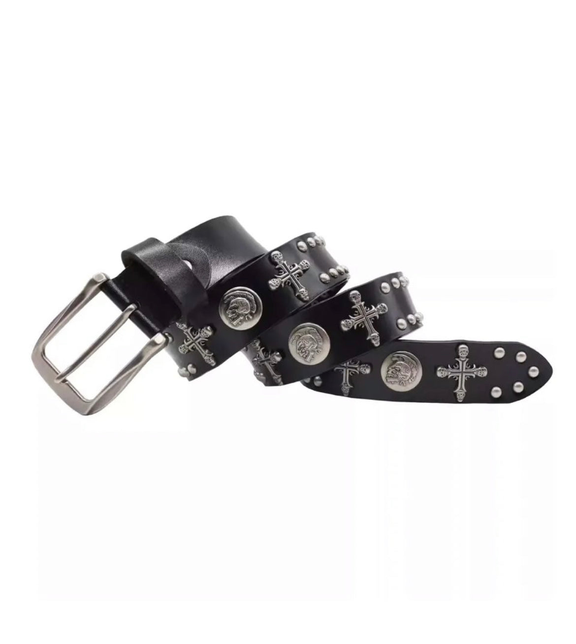 Goth punk leather belt