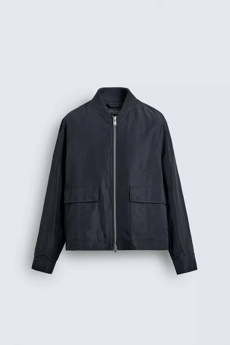 Zara water repellent technical jacket in navy