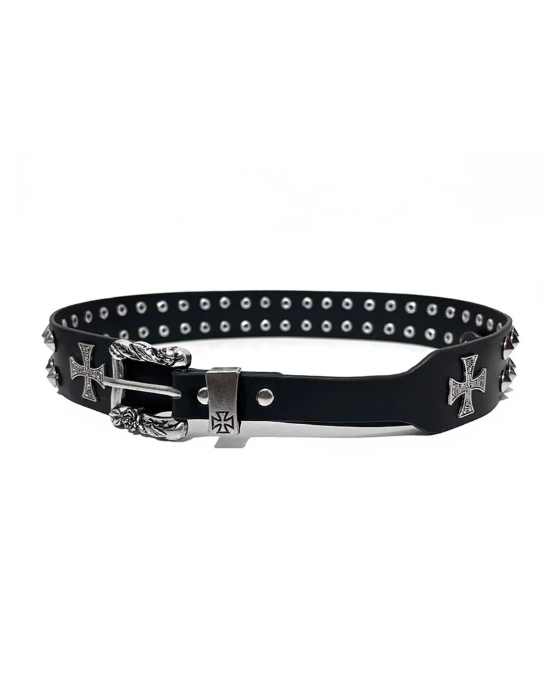 Cross buckle goth stud belt