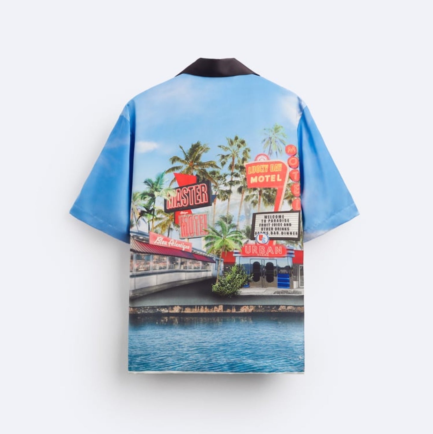 Zara graphic silk revere shirt