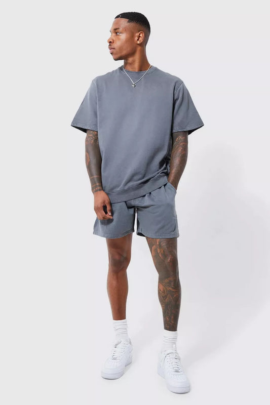 Boohoo relaxed short sleeve sweatshirt in charcoal