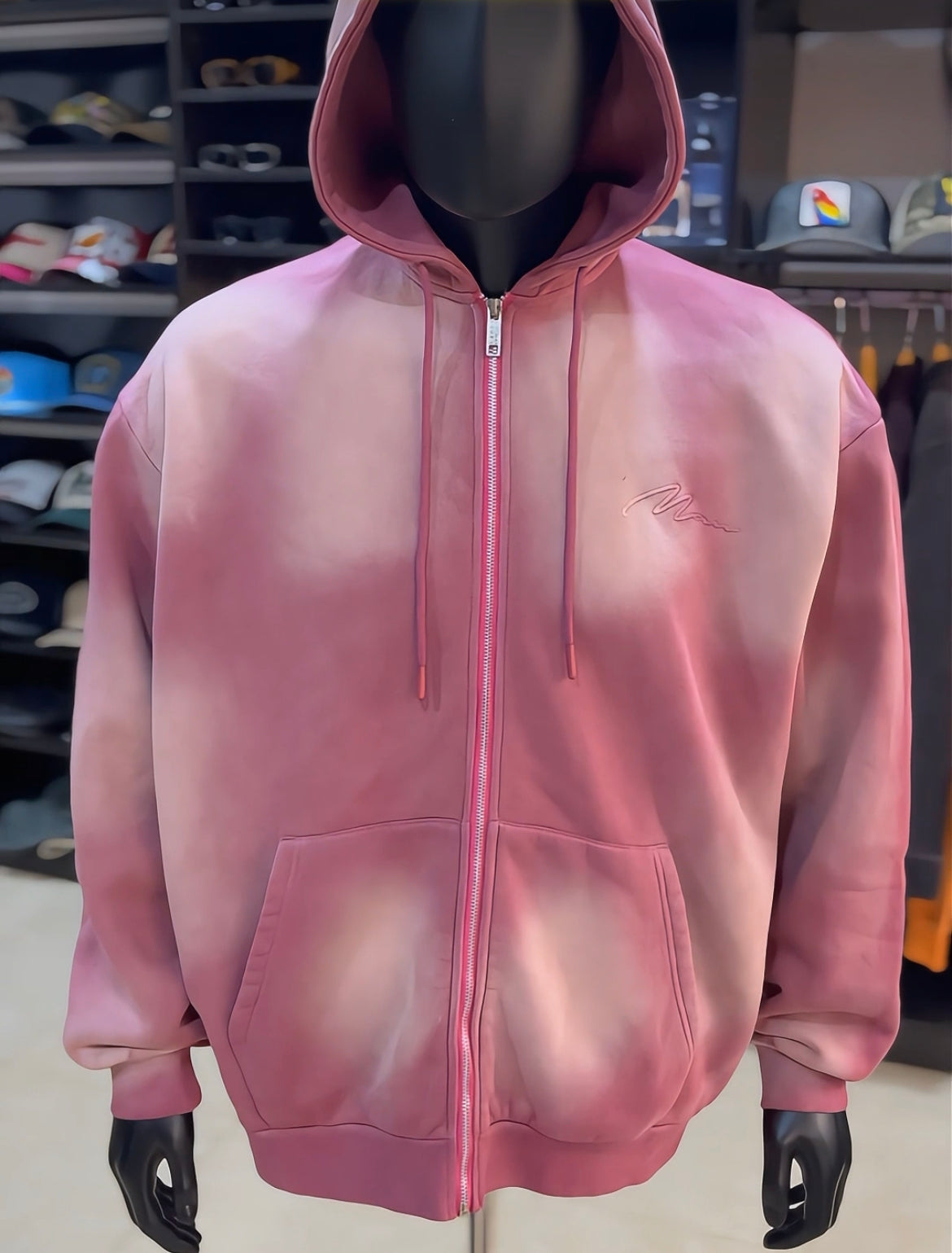 Boohoo oversized washed full zip hoodie