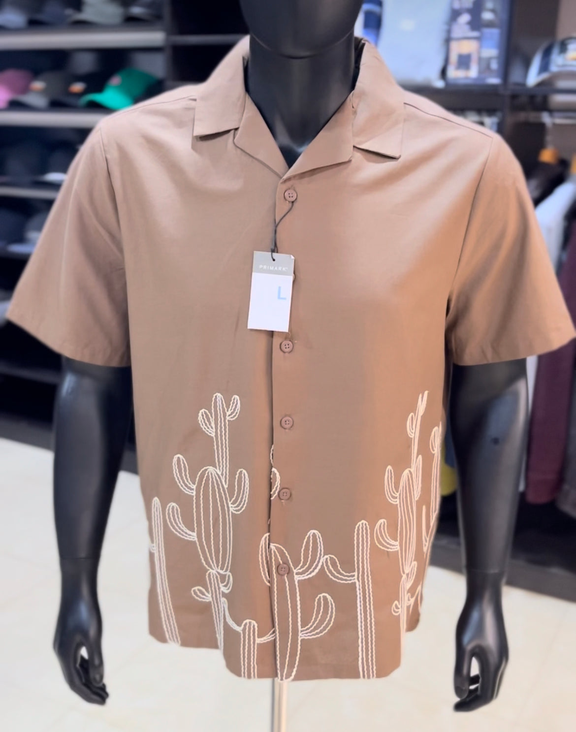 Primark cactus embroidered revere shirt