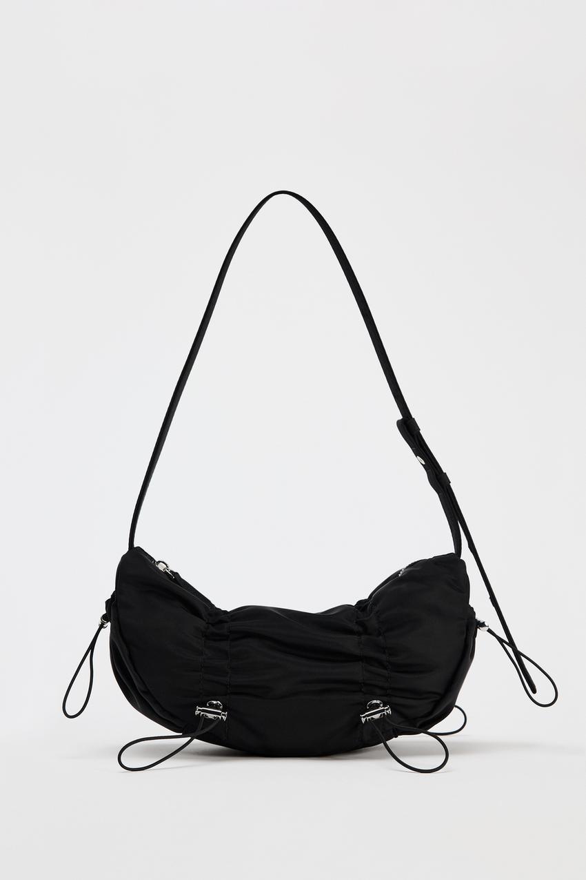 Zara Ladies Gathered shoulder bag in black