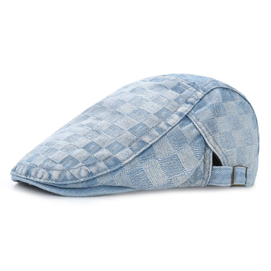 Denim patterned adjustable gatsby hat