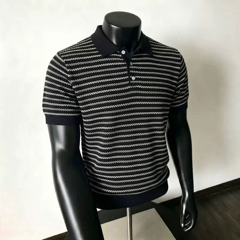 Stripe knitted polo shirt