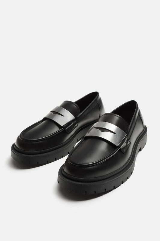 Zara chunky loafers with metal applique