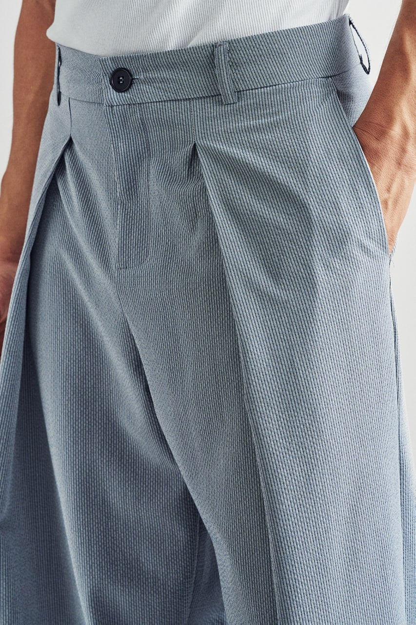 Stripe pleat trouser pants