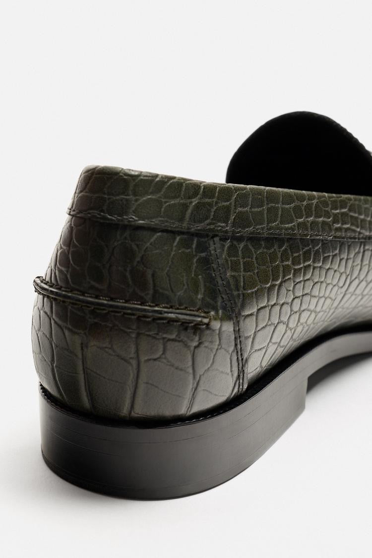 Zara croc skin loafers