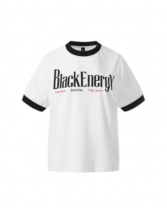 Black Energy cropped ringer tee white/black