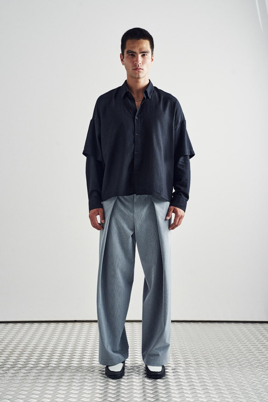 Stripe pleat trouser pants