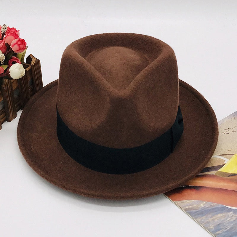 Wool fedora brim hat