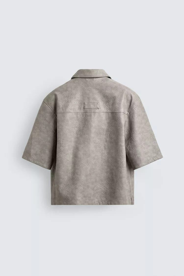 Zara leather boxy overshirt