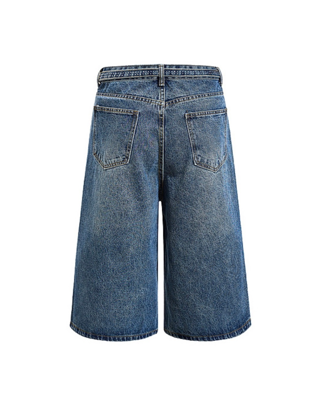 Rhinestone belt denim jort