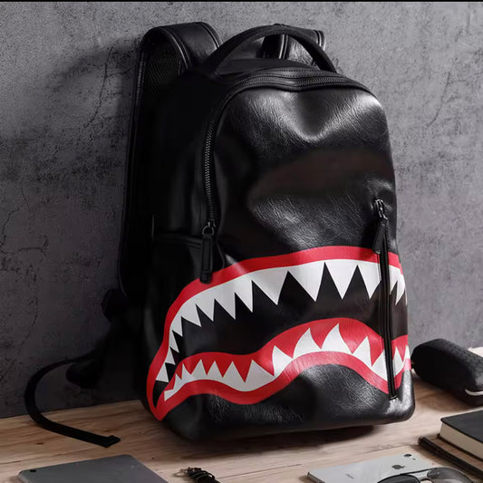 Tooth print leather backpack