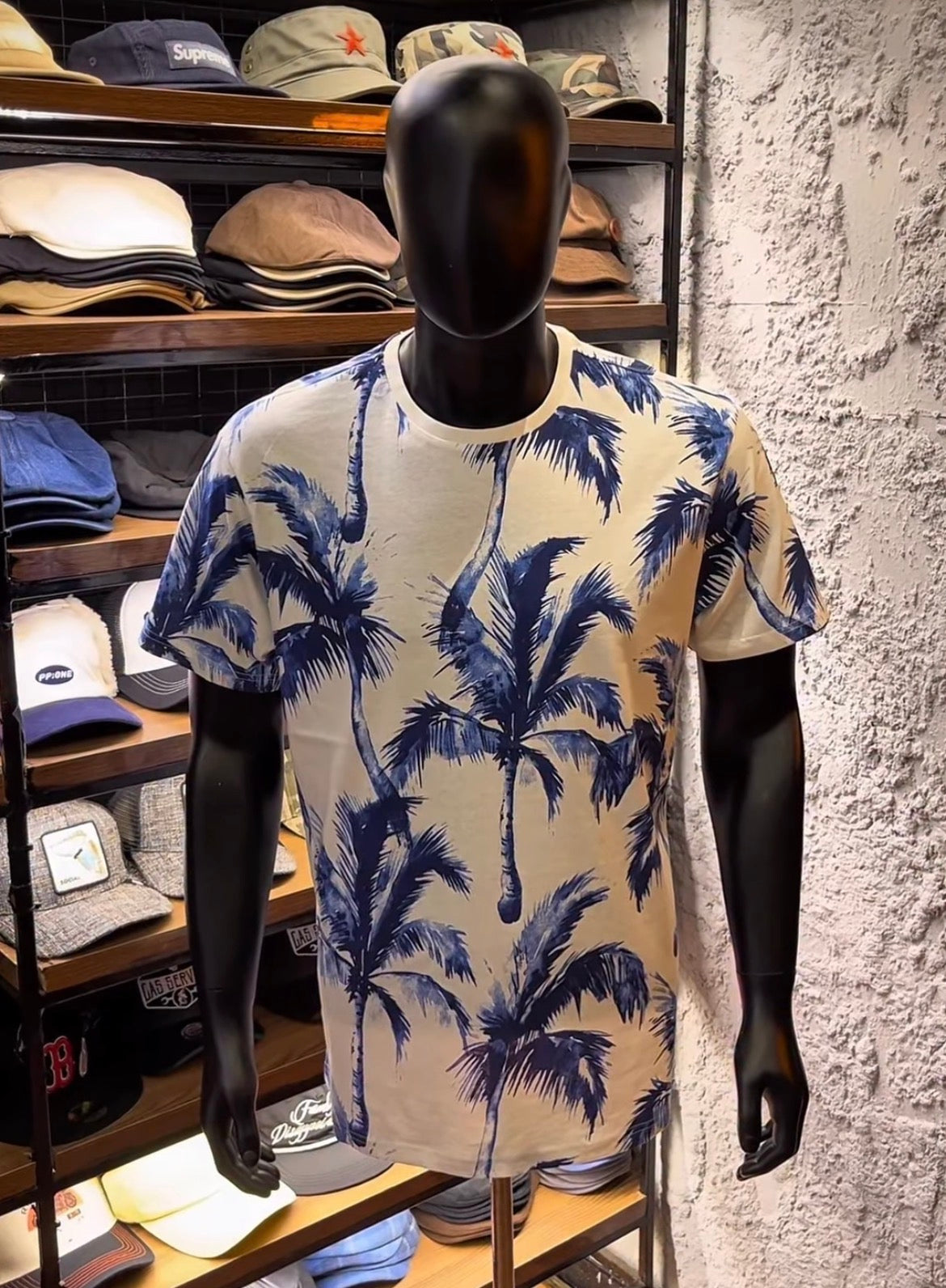 Remors blue palm tree cotton tee