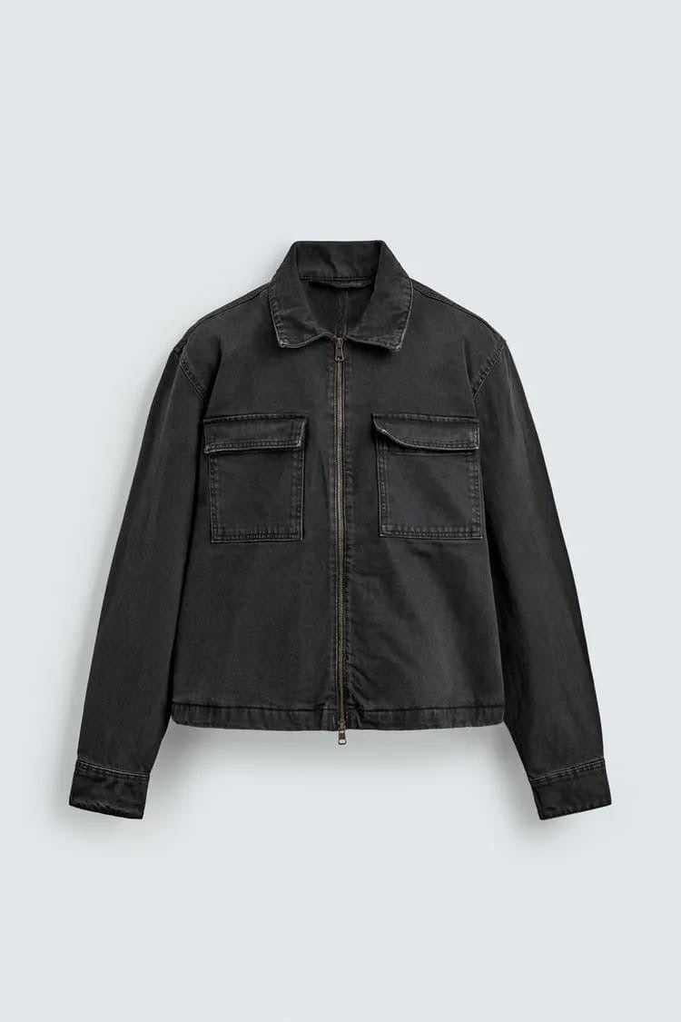 Zara washed denim dnwr work jacket